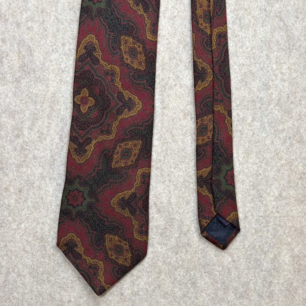 Etro Milano Necktie Mens Red Paisley Dark Academia Italian Luxury Professional